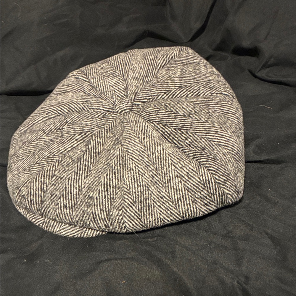 Classic Gray Herringbone Newsboy Cap